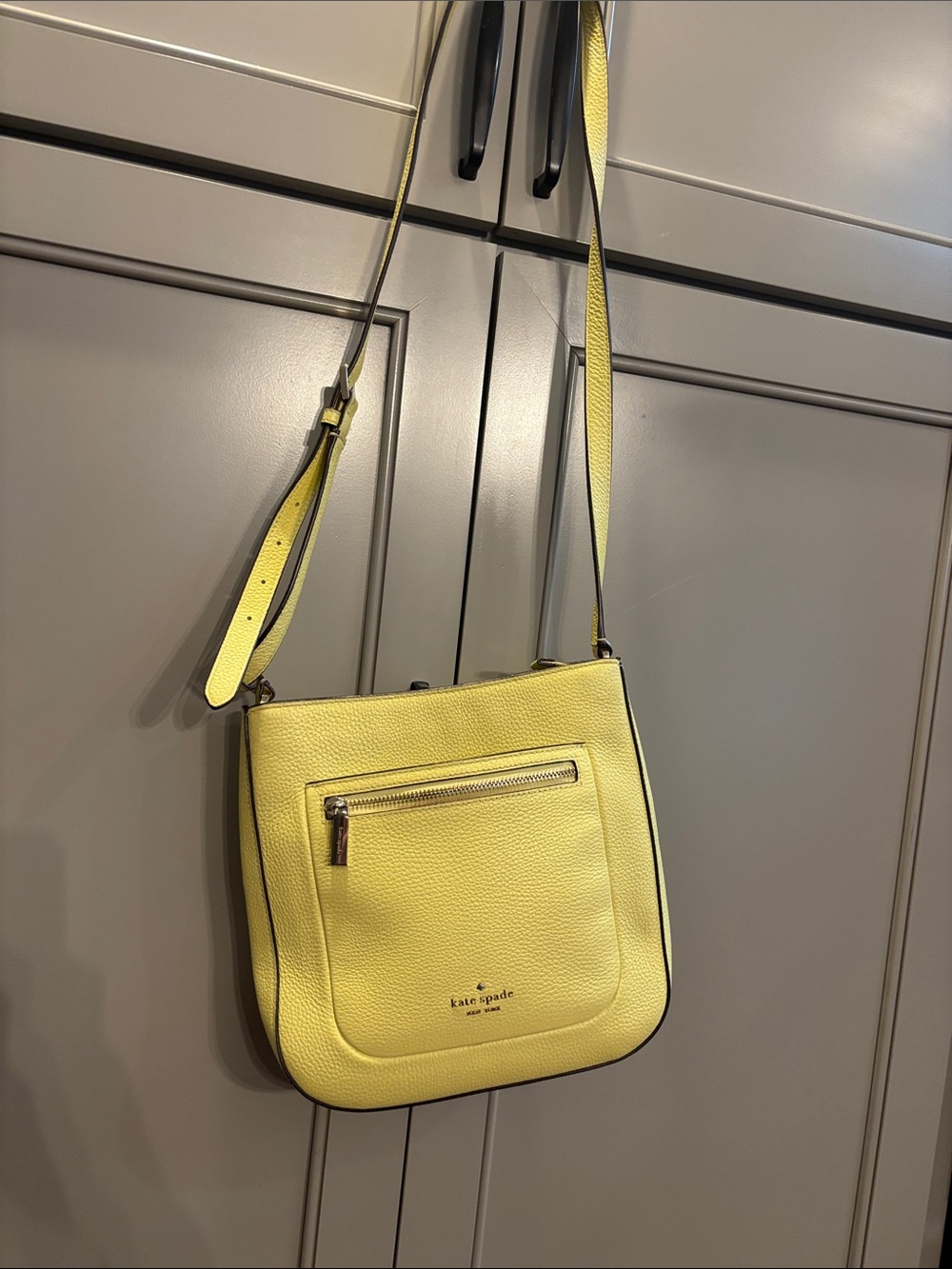kate spade yellow pebbled leather crossbody with front zip
